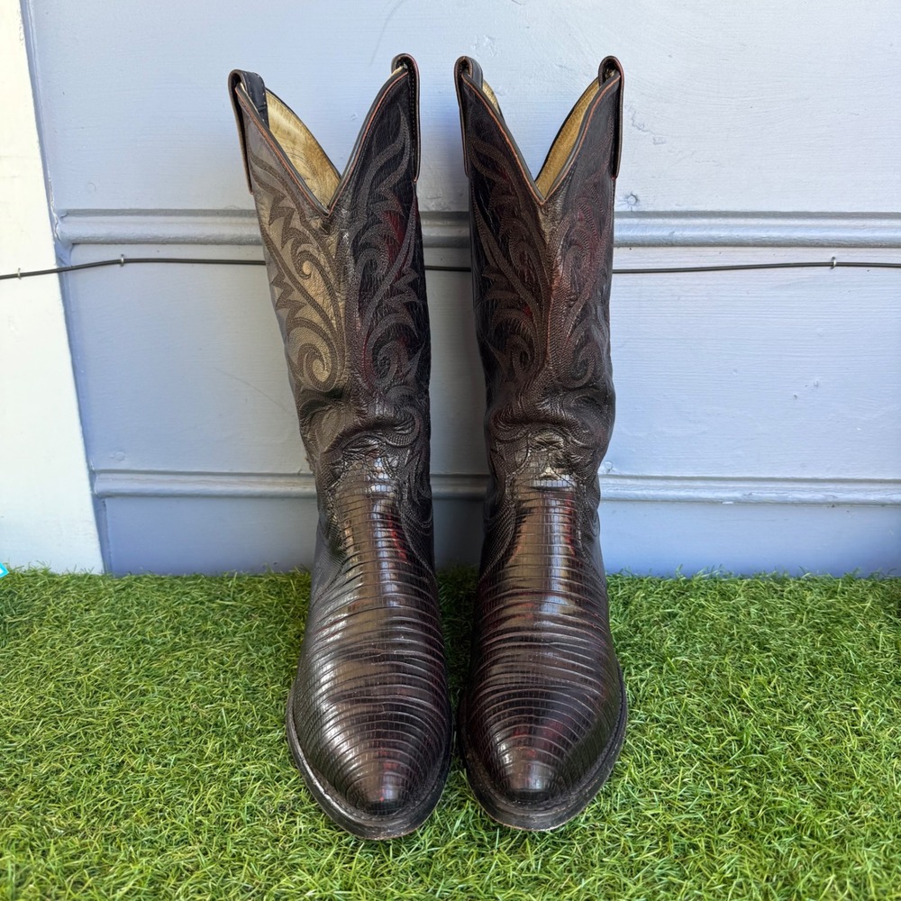 Dan Post Mens Black Cherry Teju Lizard Western Cowboy Boots 6209008 Size 7.5 D